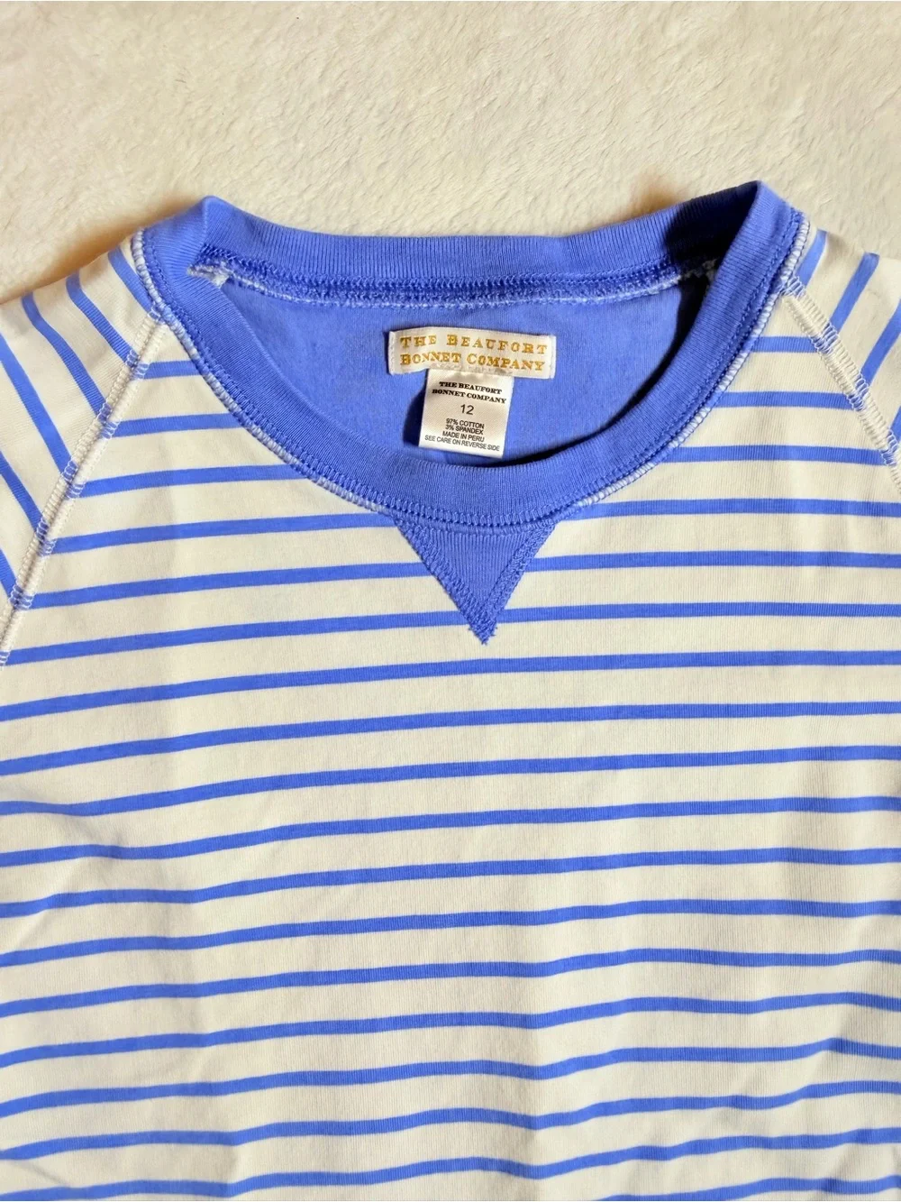 EEUC The Beaufort Bonnet company blue stripe pullover sweatshirt 12